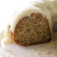 A sliced banana bundt cake.