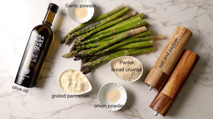 Ingredients needed for air fryer asparagus.