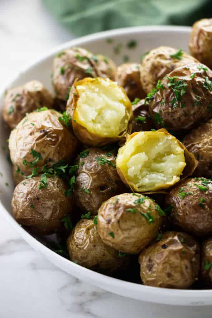 Baby potatoes cooked in the air fryer.