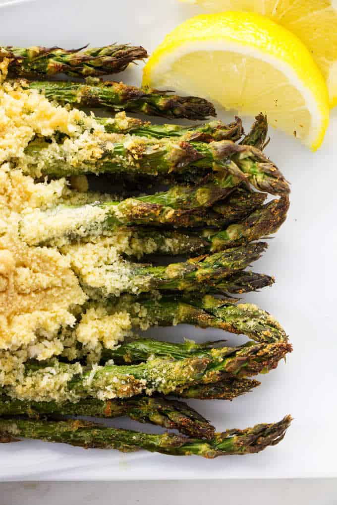 Asparagus fresh out of the air fryer.