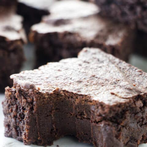 A partially eaten air fryer brownie.