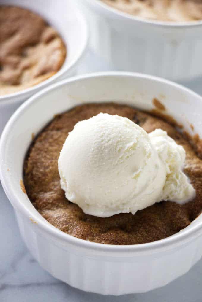 Deep dish cookie bowl baked in the air fryer.