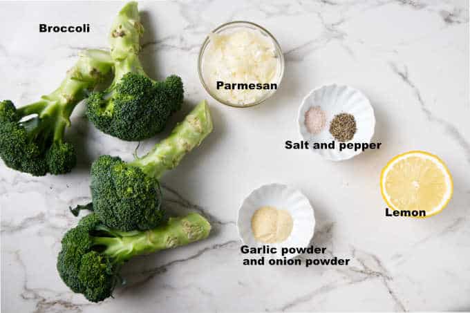 Ingredients used for air fryer broccoli.