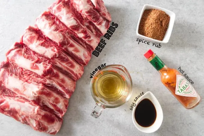 ingredients used for traeger smoked beef ribs.