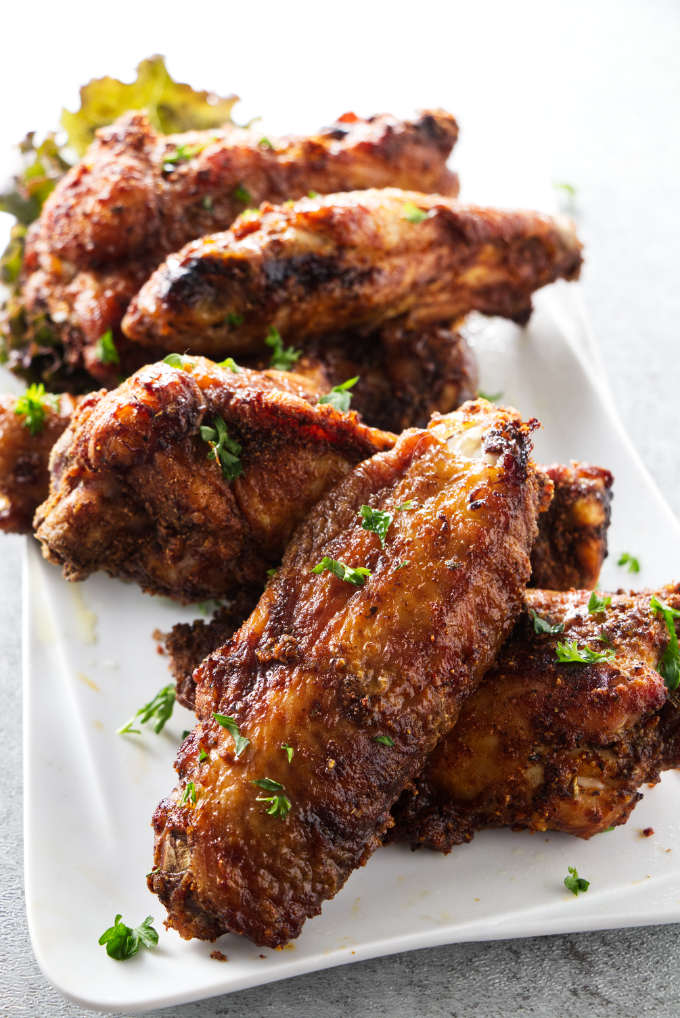 A dish of air fryer turkey wings.