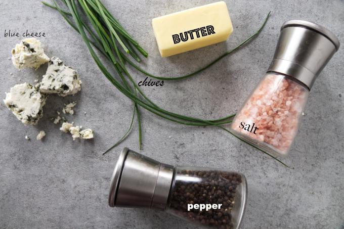 Ingredients used to make blue cheese butter.