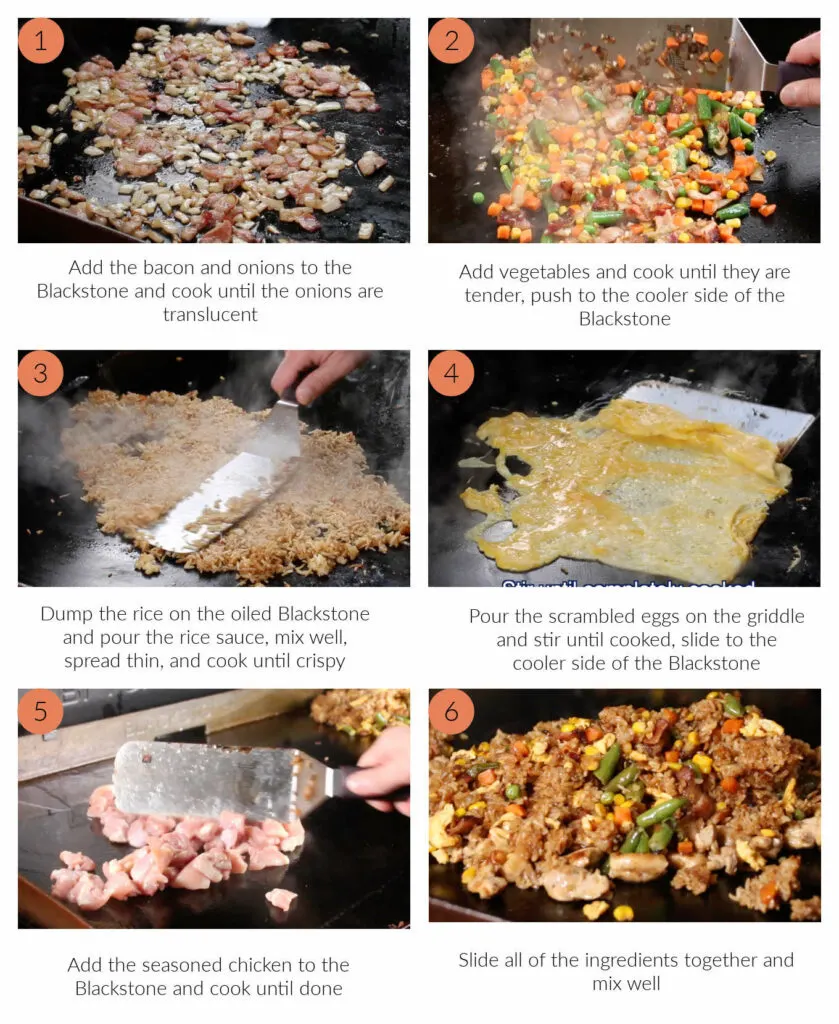 process photos for blackstone chicken fried rice