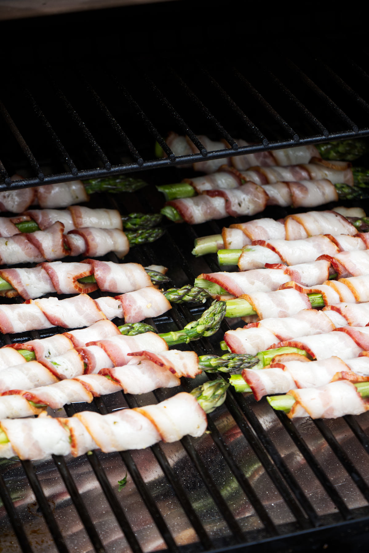 Bacon wrapped asparagus on the grill.