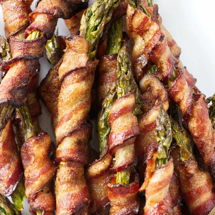 Bacon wrapped asparagus smoked on a Traeger.