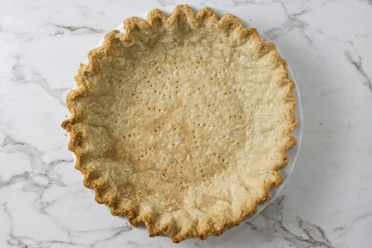 A freshly baked pie crust.