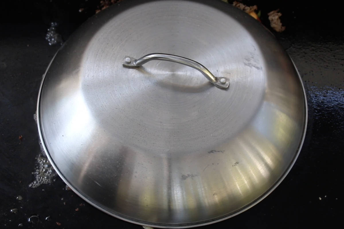 basting dome on the Blackstone griddle