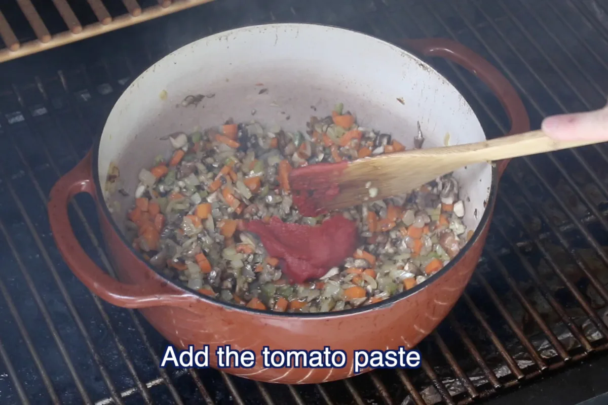 Adding tomato paste to soffritto in dutch oven for ragu
