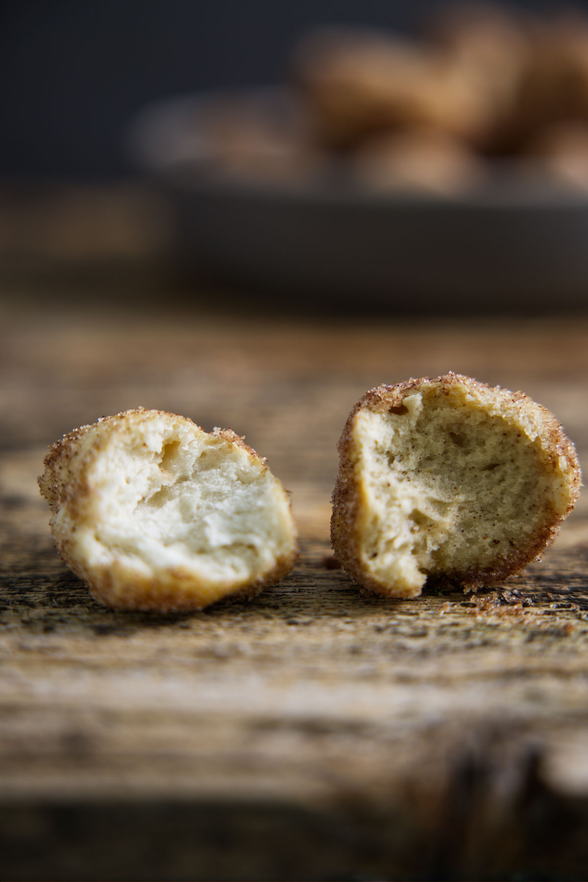 close up of homemade vs biscuit dough donut holes