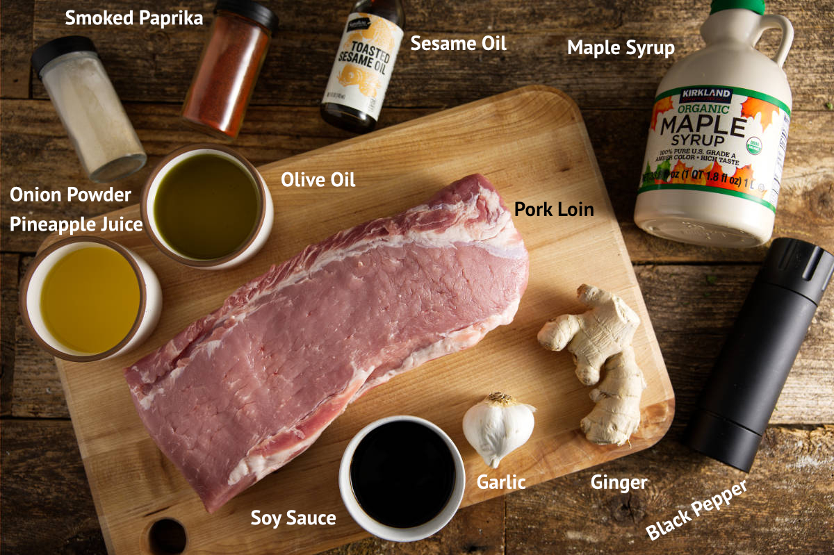 Ingredients for pork loin marinade for smoker.