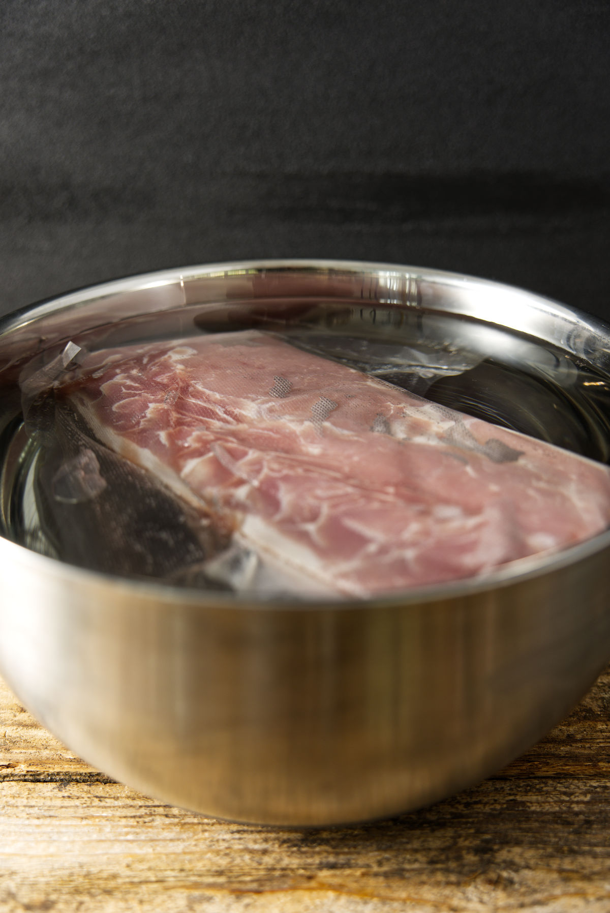 How to thaw pork loin in water bath.