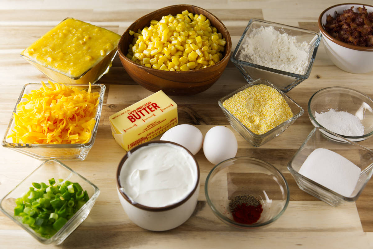 Ingredients for Smoked Corn Casserole.