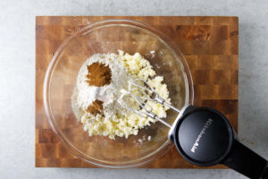 Adding flour and spices to the butter.